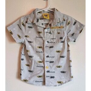 CAT Caterpillar 24M Button Up Shirt Construction Equipment‎ Print Y2K Toddler